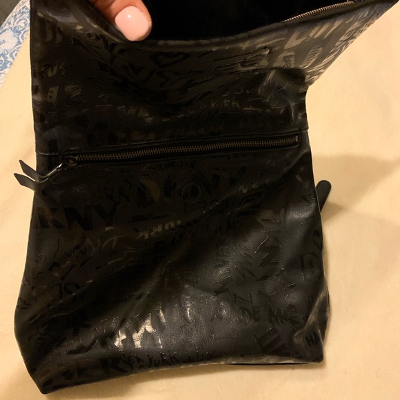 DKNY Backpack Purse.  Black Leather Graffiti - Picture 4 of 4